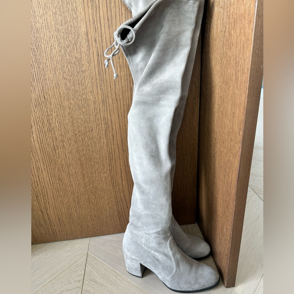 Stuart Weitzman Tieland Over the Knee Boots in Flannel Grey